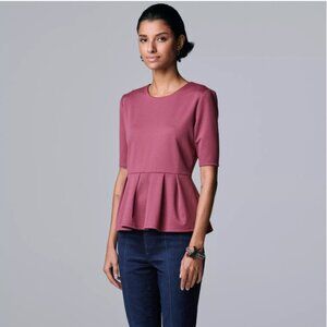 NWOT Vera Wang Peplum Top Mauve Sz LG